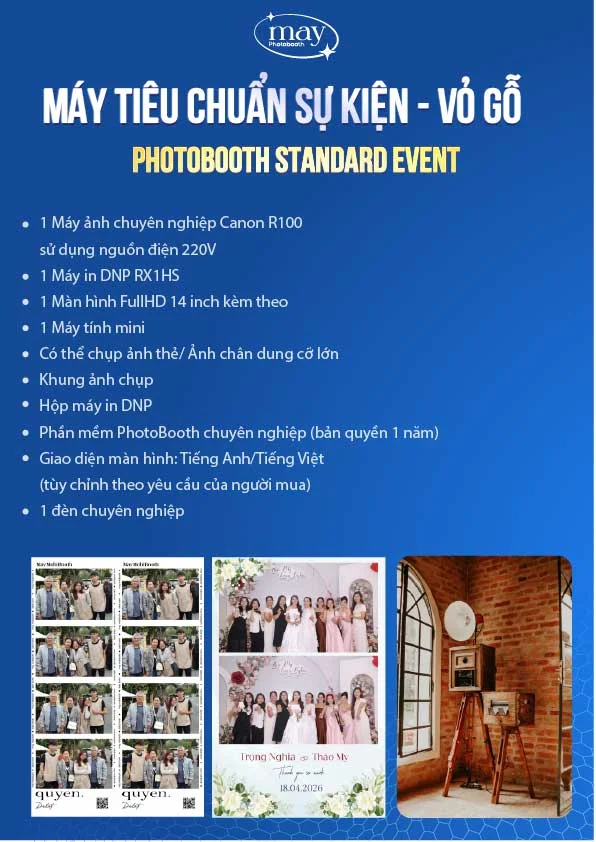 Máy Tiêu Chuẩn Sự Kiện - Vỏ Gỗ - Image 1 | mayphotobooth.vn