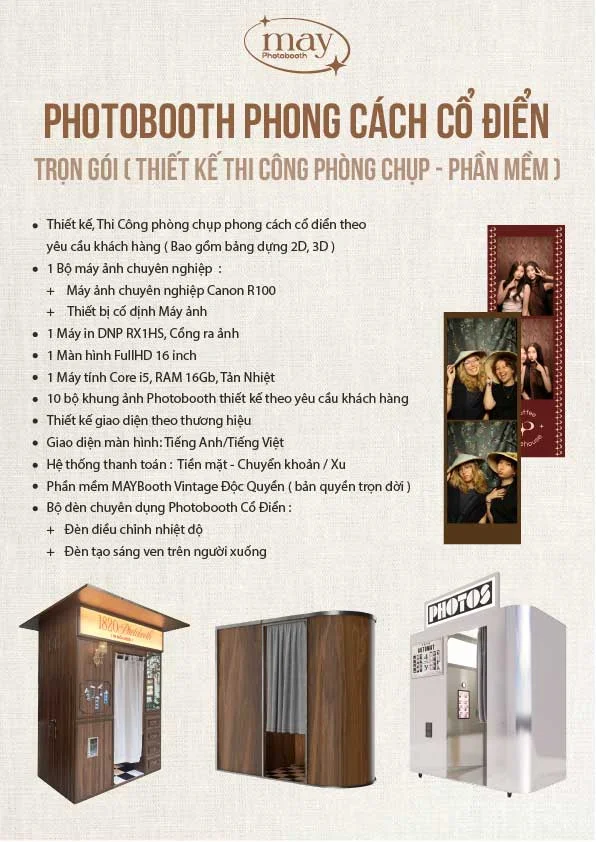 Photobooth Phong Cách Cổ Điển (Trọn Gói) | mayphotobooth.vn